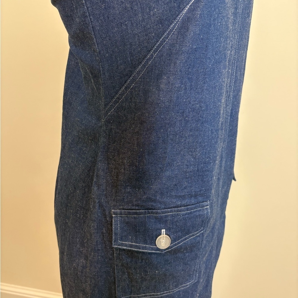 Vtg Positive Attitude Sleeveless Denim Sheath Dress with Pockets. Size 10 - Picture 2 of 12